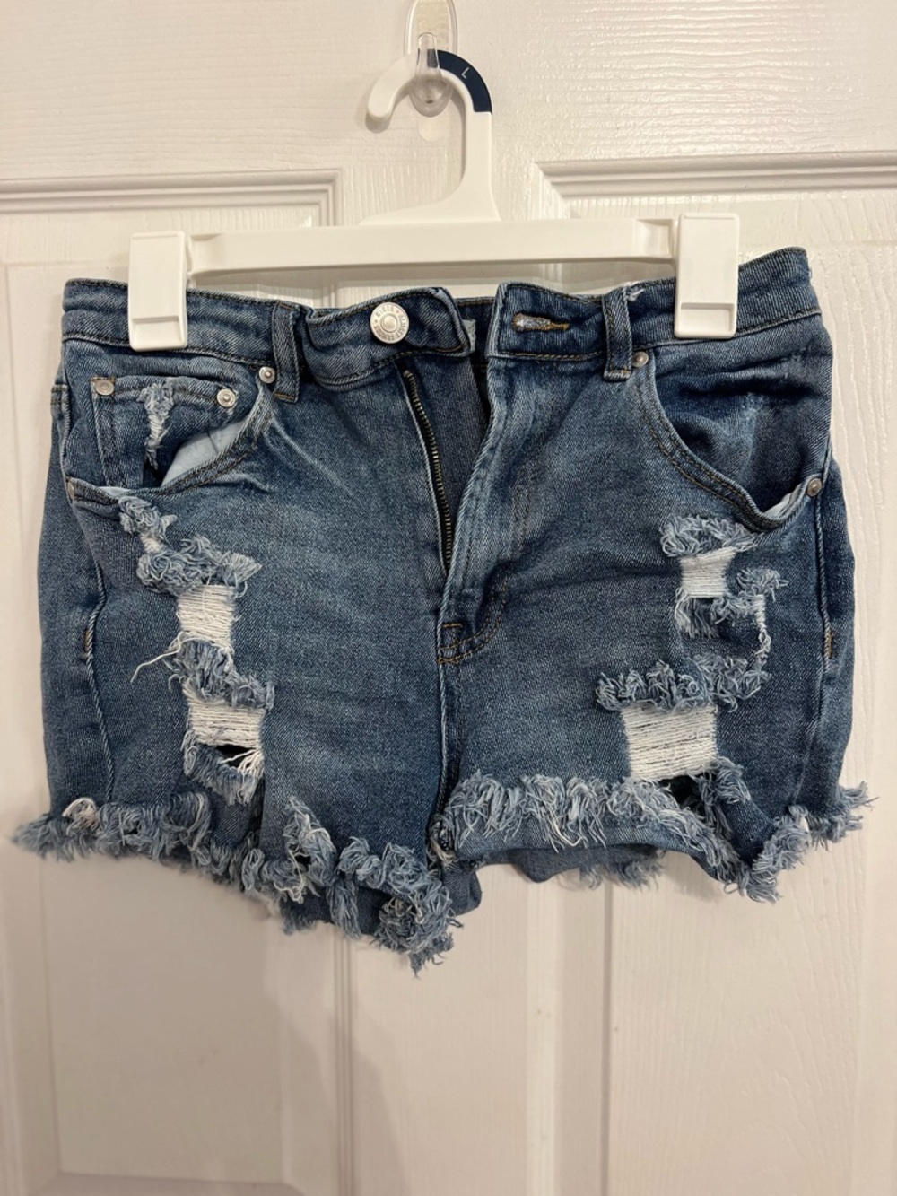 Almost Famous Distressed Dark Blue Denim Shorts